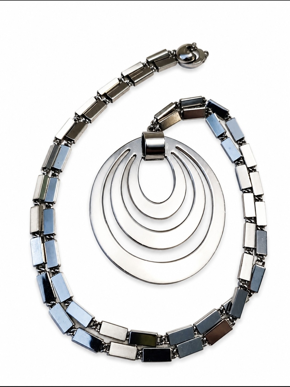 Vintage 1960s Monet Tournee Book Piece Silvertone Statement Necklace